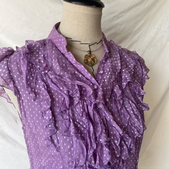 Bebe Xs sheer purple vintage flowy top - Picture 3 of 6